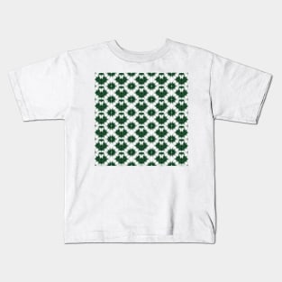 Peacock feather pattern 4 - dark green version / white background Kids T-Shirt